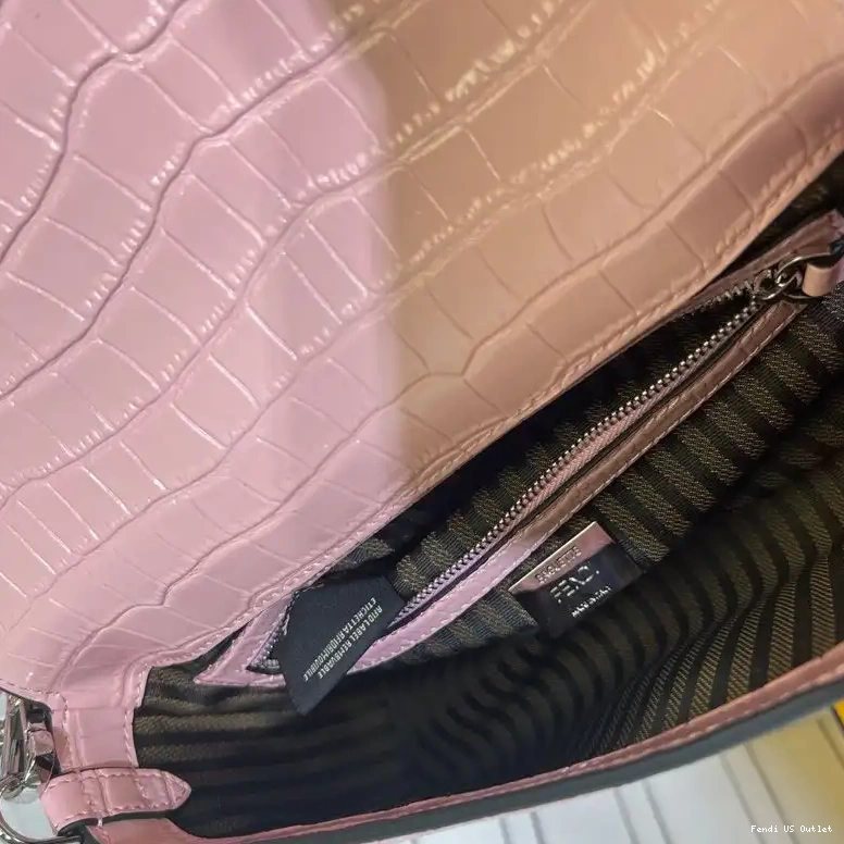 Affordable HOT Baguette Tiffany Medium Leather Pink Crocodile Fendi In Bag 0505